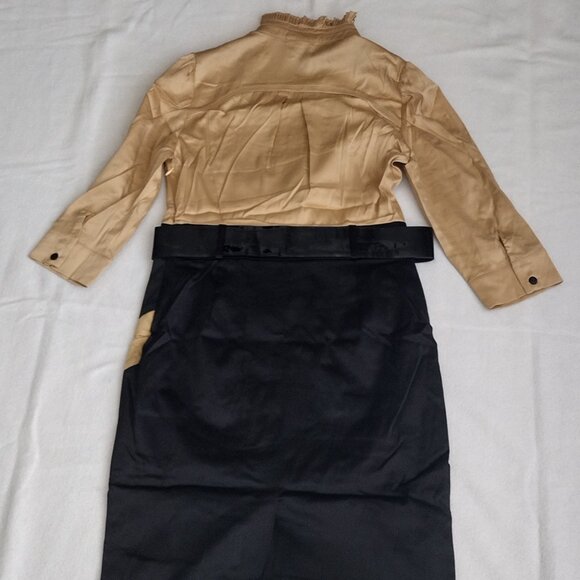 Rachael G. Black and Gold Satin Dress, Size M - Picture 12 of 16